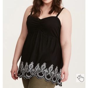 Eyelet Embroidery Cinch Front Babydoll Top